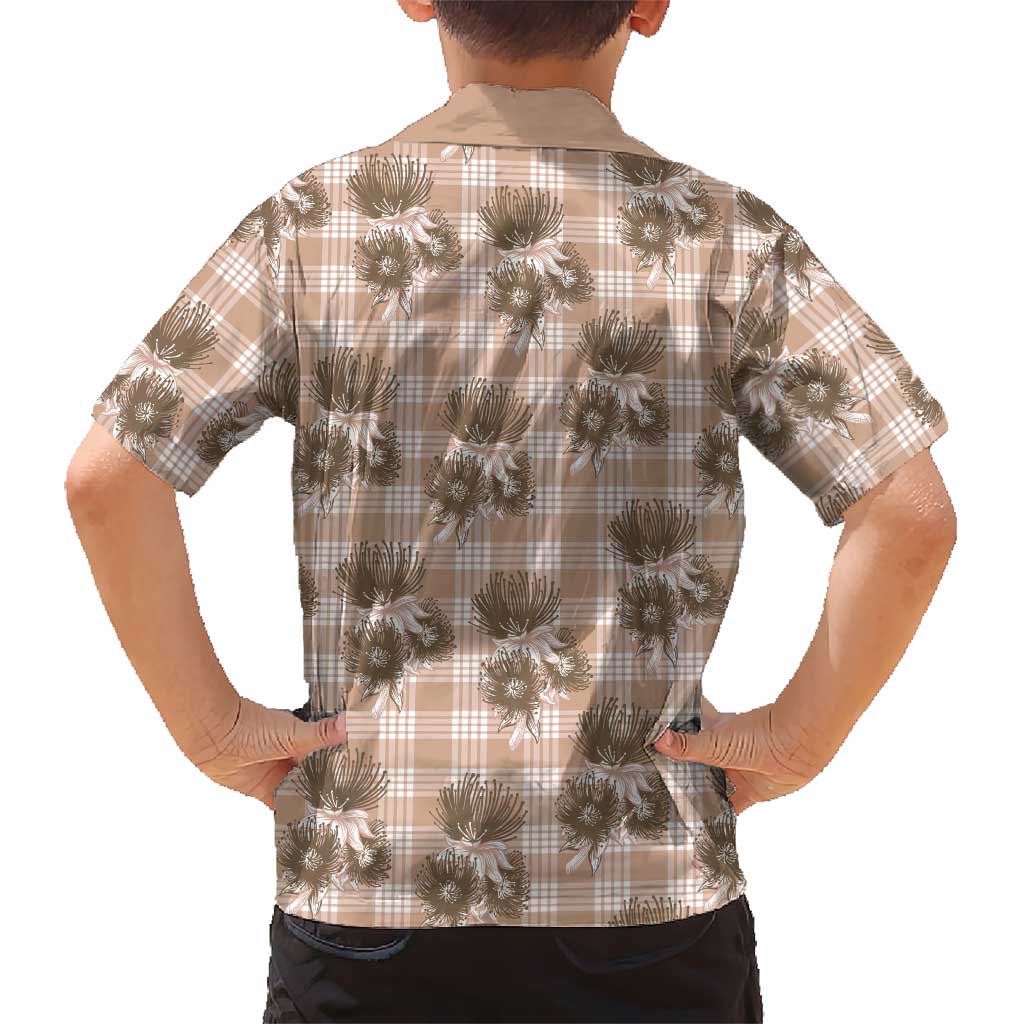 Brown Palaka Hawaii Kid Hawaiian Shirt Hawaiian Lehua Blossoms