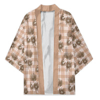 Brown Palaka Hawaii Kimono Hawaiian Lehua Blossoms