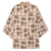 Brown Palaka Hawaii Kimono Hawaiian Lehua Blossoms