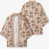 Brown Palaka Hawaii Kimono Hawaiian Lehua Blossoms