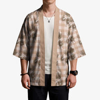 Brown Palaka Hawaii Kimono Hawaiian Lehua Blossoms
