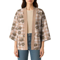 Brown Palaka Hawaii Kimono Hawaiian Lehua Blossoms