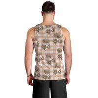Brown Palaka Hawaii Men Tank Top Hawaiian Lehua Blossoms
