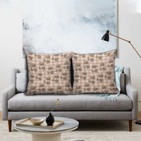 Brown Palaka Hawaii Pillow Cover Hawaiian Lehua Blossoms