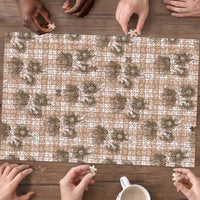 Brown Palaka Hawaii Puzzle Hawaiian Lehua Blossoms