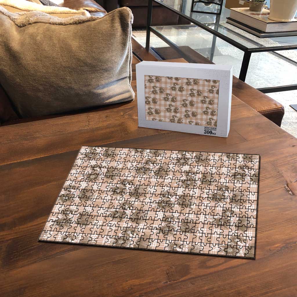 Brown Palaka Hawaii Puzzle Hawaiian Lehua Blossoms