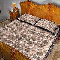 Brown Palaka Hawaii Quilt Bed Set Hawaiian Lehua Blossoms