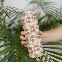 Brown Palaka Hawaii Skinny Tumbler Hawaiian Lehua Blossoms LT05 - Polynesian Pride