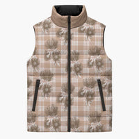 Brown Palaka Hawaii Sleeveless Puffer Jacket Hawaiian Lehua Blossoms