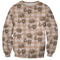 Brown Palaka Hawaii Sweatshirt Hawaiian Lehua Blossoms