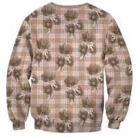 Brown Palaka Hawaii Sweatshirt Hawaiian Lehua Blossoms