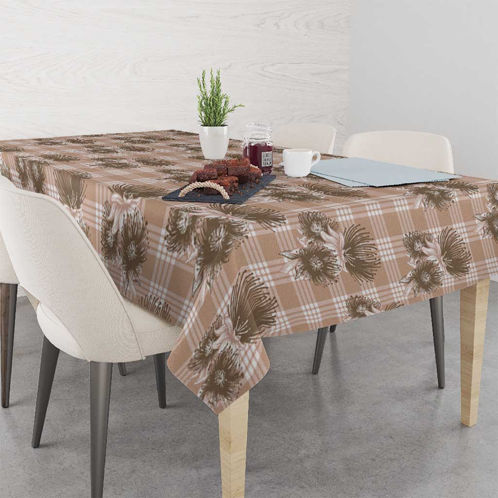 Brown Palaka Hawaii Tablecloth Hawaiian Lehua Blossoms