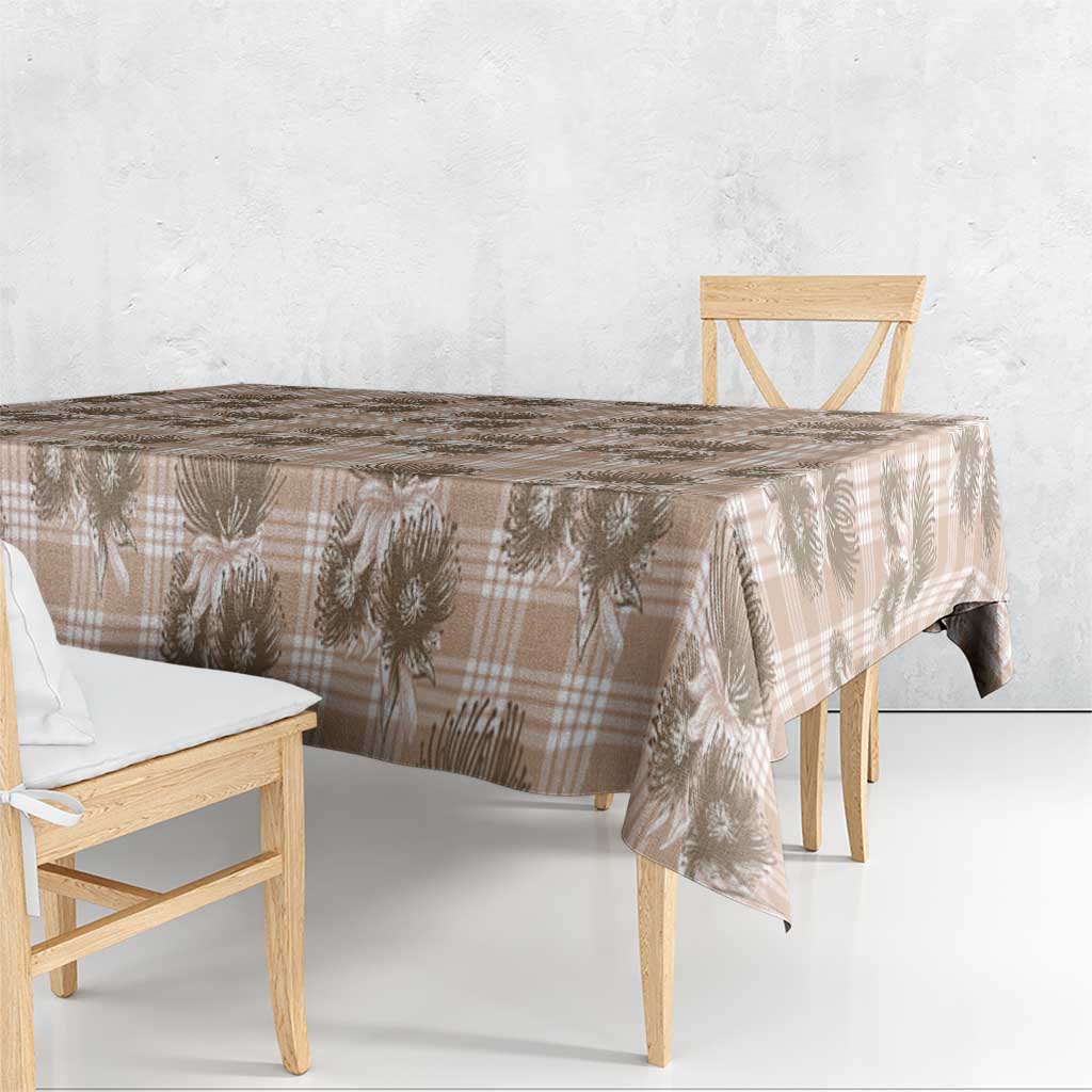 Brown Palaka Hawaii Tablecloth Hawaiian Lehua Blossoms