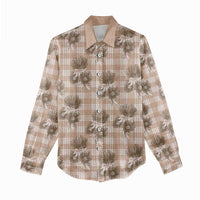 Brown Palaka Hawaii Women Casual Shirt Hawaiian Lehua Blossoms LT05 - Polynesian Pride