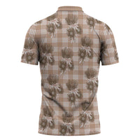Brown Palaka Hawaii Zipper Polo Shirt Hawaiian Lehua Blossoms