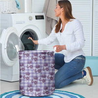 Purple Palaka Hawaii Laundry Basket Hawaiian Lehua Blossoms