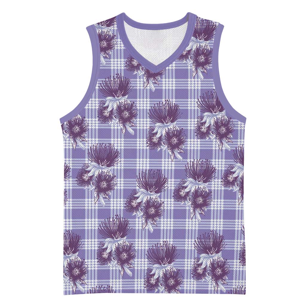 Purple Palaka Hawaii Basketball Jersey Hawaiian Lehua Blossoms