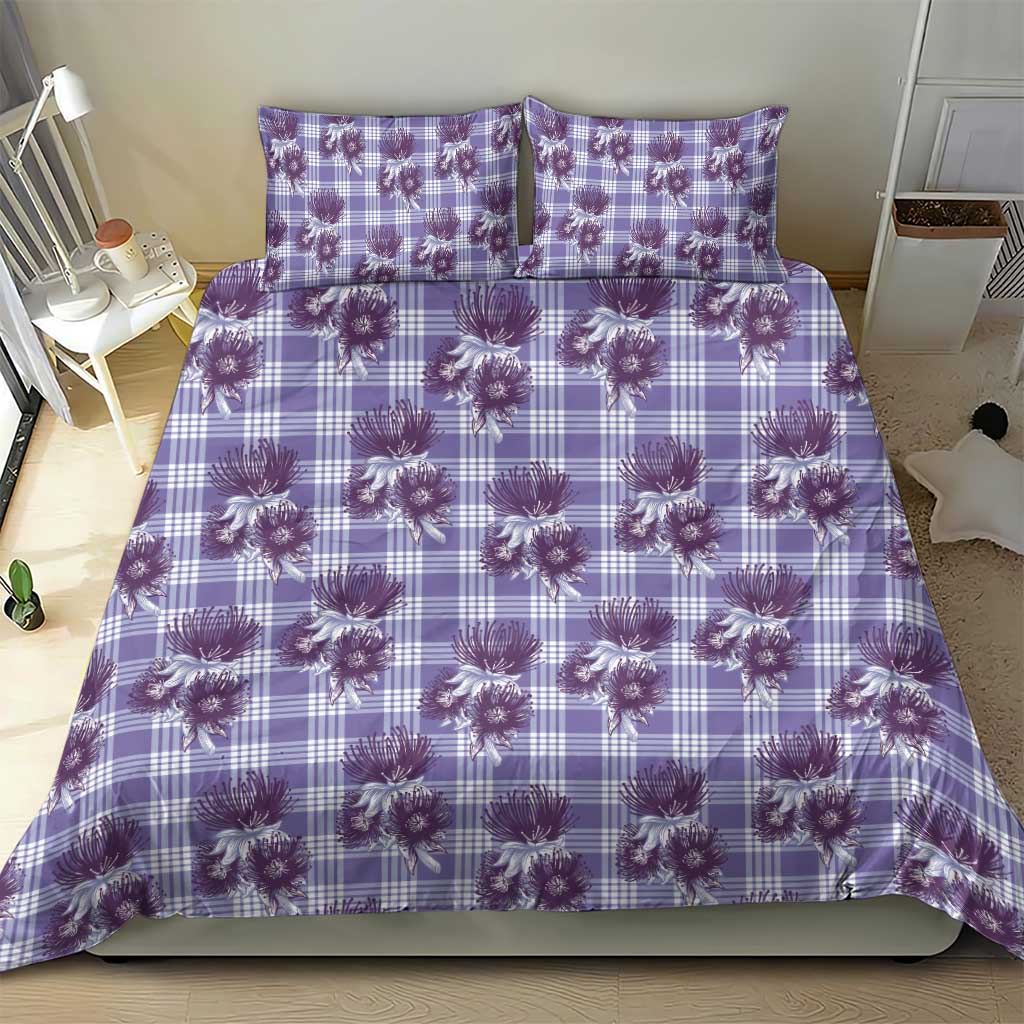Purple Palaka Hawaii Bedding Set Hawaiian Lehua Blossoms LT05 - Polynesian Pride