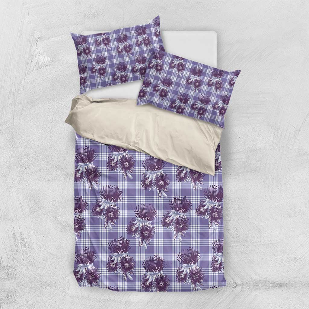 Purple Palaka Hawaii Bedding Set Hawaiian Lehua Blossoms LT05 US Twin 172cm x 218cm Purple - Polynesian Pride