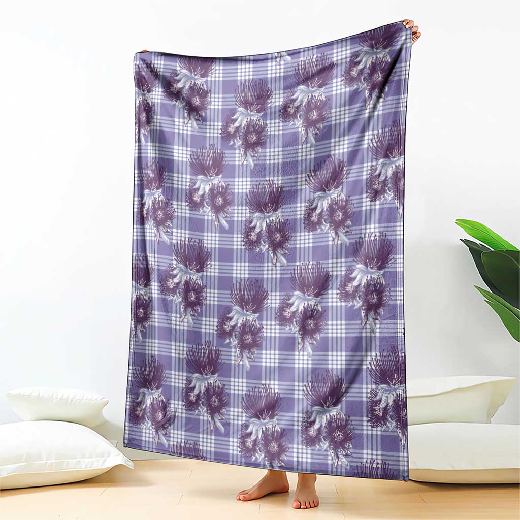 Purple Palaka Hawaii Blanket Hawaiian Lehua Blossoms