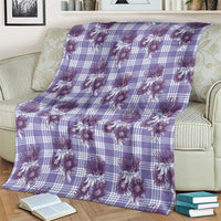 Purple Palaka Hawaii Blanket Hawaiian Lehua Blossoms