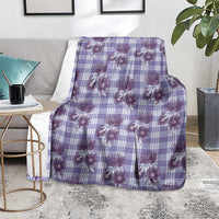 Purple Palaka Hawaii Blanket Hawaiian Lehua Blossoms