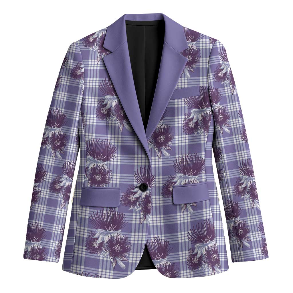 Purple Palaka Hawaii Blazer Hawaiian Lehua Blossoms
