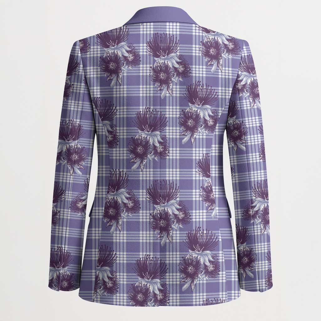Purple Palaka Hawaii Blazer Hawaiian Lehua Blossoms