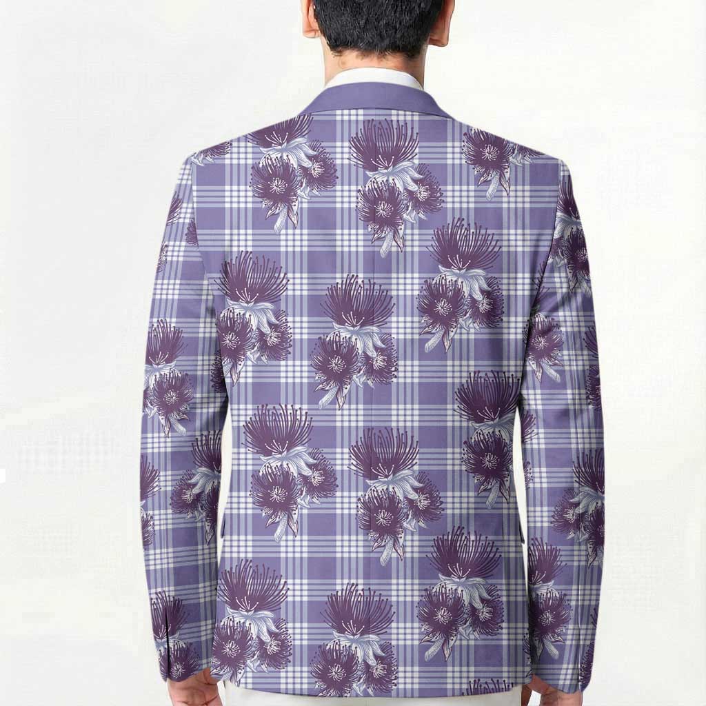 Purple Palaka Hawaii Blazer Hawaiian Lehua Blossoms