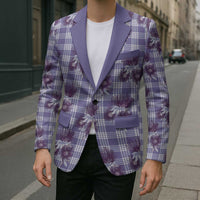 Purple Palaka Hawaii Blazer Hawaiian Lehua Blossoms