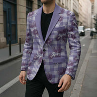 Purple Palaka Hawaii Blazer Hawaiian Lehua Blossoms