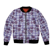Purple Palaka Hawaii Bomber Jacket Hawaiian Lehua Blossoms