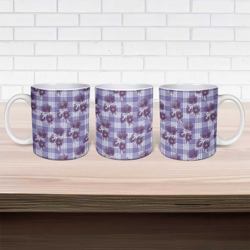Purple Palaka Hawaii Ceramic Mug Hawaiian Lehua Blossoms