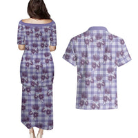 Purple Palaka Hawaii Couples Matching Puletasi and Hawaiian Shirt Hawaiian Lehua Blossoms LT05 - Polynesian Pride