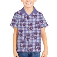 Purple Palaka Hawaii Family Matching Mermaid Dress and Hawaiian Shirt Hawaiian Lehua Blossoms LT05 Son's Shirt Purple - Polynesian Pride
