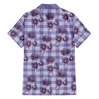 Purple Palaka Hawaii Family Matching Off Shoulder Short Dress and Hawaiian Shirt Hawaiian Lehua Blossoms LT05 - Polynesian Pride