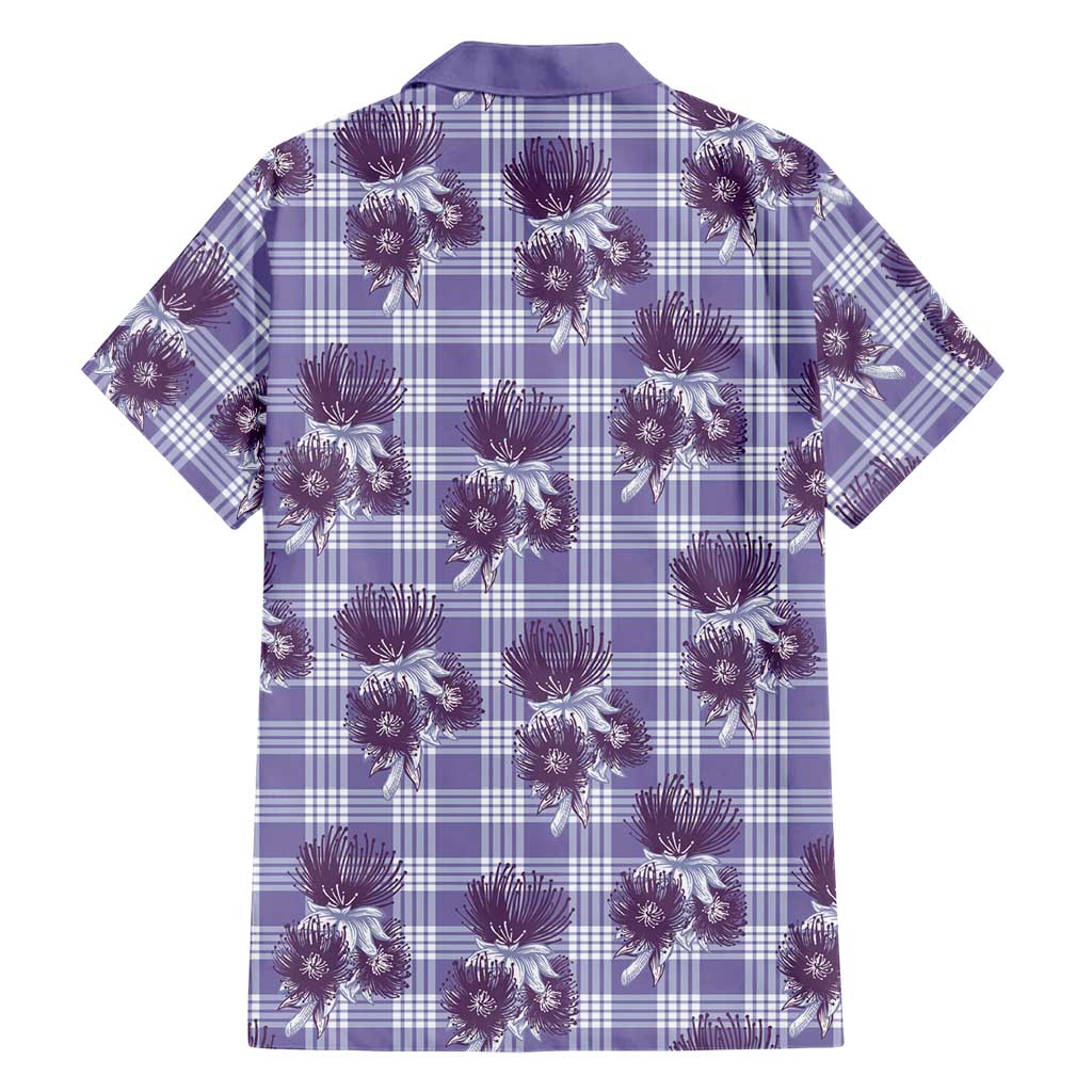 Purple Palaka Hawaii Family Matching Short Sleeve Bodycon Dress and Hawaiian Shirt Hawaiian Lehua Blossoms LT05 - Polynesian Pride