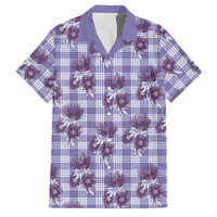 Purple Palaka Hawaii Family Matching Summer Maxi Dress and Hawaiian Shirt Hawaiian Lehua Blossoms LT05 Dad's Shirt - Short Sleeve Purple - Polynesian Pride