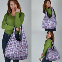 Purple Palaka Hawaii Grocery Bag Hawaiian Lehua Blossoms