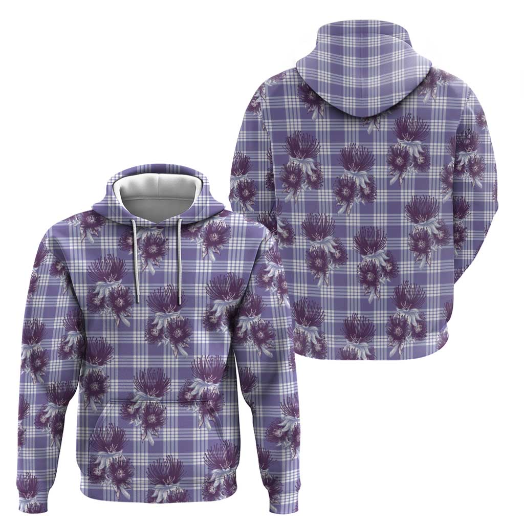 Purple Palaka Hawaii Hoodie Hawaiian Lehua Blossoms