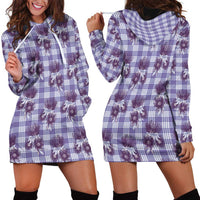 Purple Palaka Hawaii Hoodie Dress Hawaiian Lehua Blossoms LT05 - Polynesian Pride