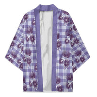 Purple Palaka Hawaii Kimono Hawaiian Lehua Blossoms