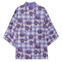 Purple Palaka Hawaii Kimono Hawaiian Lehua Blossoms