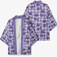 Purple Palaka Hawaii Kimono Hawaiian Lehua Blossoms