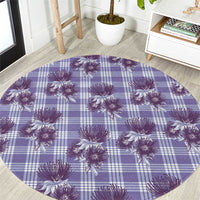 Purple Palaka Hawaii Round Carpet Hawaiian Lehua Blossoms