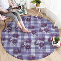 Purple Palaka Hawaii Round Carpet Hawaiian Lehua Blossoms