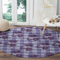 Purple Palaka Hawaii Round Carpet Hawaiian Lehua Blossoms
