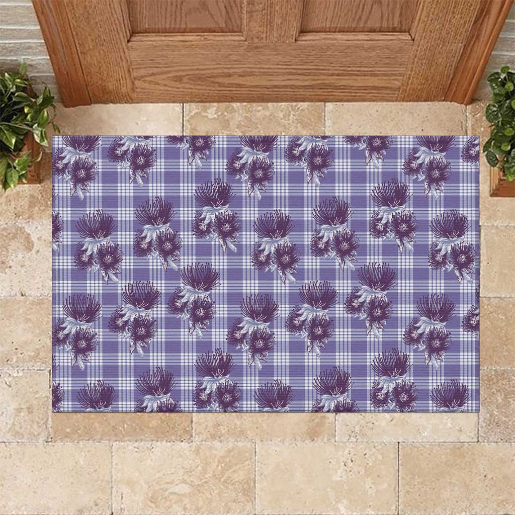 Purple Palaka Hawaii Rubber Doormat Hawaiian Lehua Blossoms LT05 Purple - Polynesian Pride