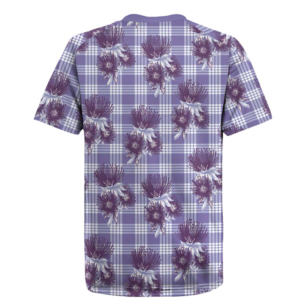 Purple Palaka Hawaii Rugby Jersey Hawaiian Lehua Blossoms