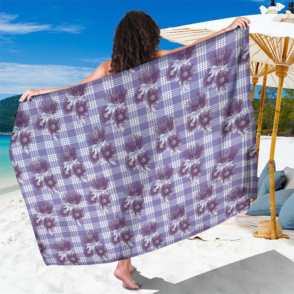 Purple Palaka Hawaii Sarong Hawaiian Lehua Blossoms